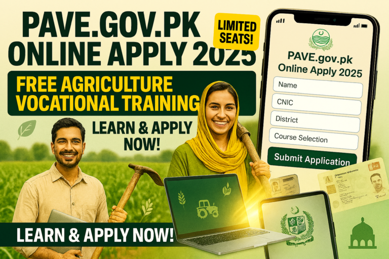 PAVE.gov.pk Online Apply 2025 – Free Agriculture Vocational Training in Pakistan